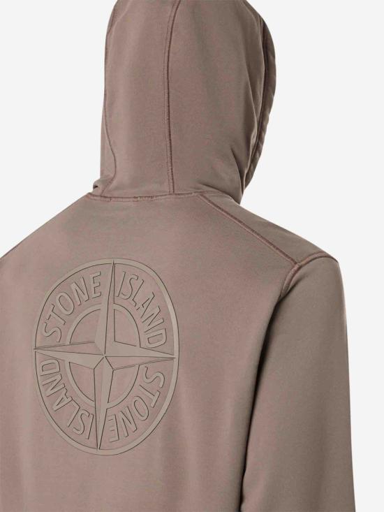  스톤 아일랜드 로고 코튼 후드 티셔츠 811566283V0075 WALNUT DOM - STONE ISLAND