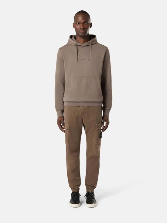  스톤 아일랜드 로고 코튼 후드 티셔츠 811566283V0075 WALNUT DOM