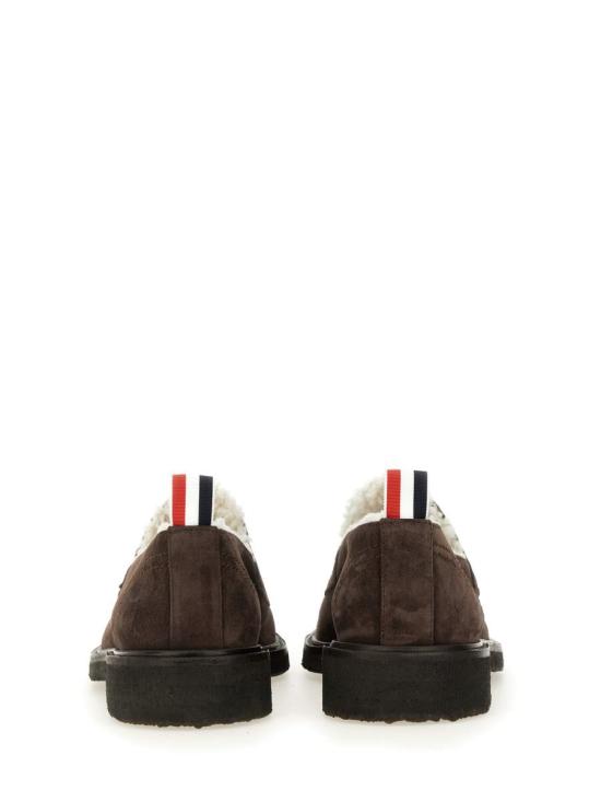  톰브라운 시그니처 RWB 탭 스웨이드 페니 로퍼 MFF001G L0037 208 DARK BROWN DOM - THOM BROWNE