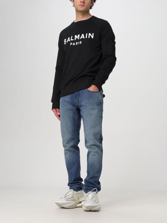  발망 긴팔 티셔츠 DH1JQ005BB65EAB BLACK DOM - BALMAIN