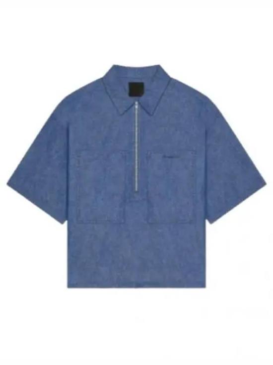  지방시 반팔 셔츠 BM610H5YAP452 BLUE DOM