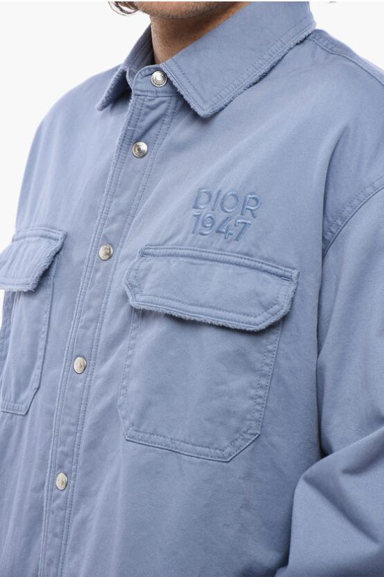  디올 긴팔 셔츠 413D587AY540 585 BLUE DOM - DIOR