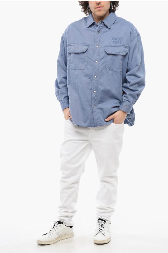  디올 긴팔 셔츠 413D587AY540 585 BLUE DOM - DIOR