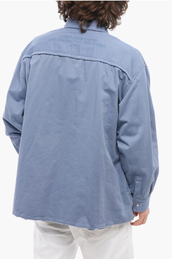  디올 긴팔 셔츠 413D587AY540 585 BLUE DOM - DIOR
