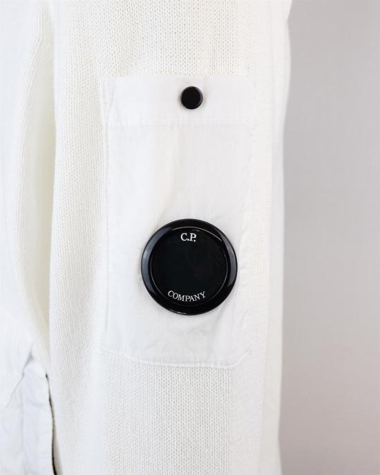  씨피 컴퍼니 집업 니트 16CMKN046A005367M103 GAUZE WHITE DOM - C.P. COMPANY