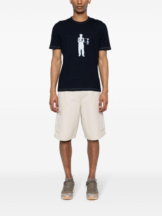  씨피 컴퍼니 반팔 티셔츠 16CMTS171A 110056W D08 DENIM NORMAL WASHED DOM - C.P. COMPANY