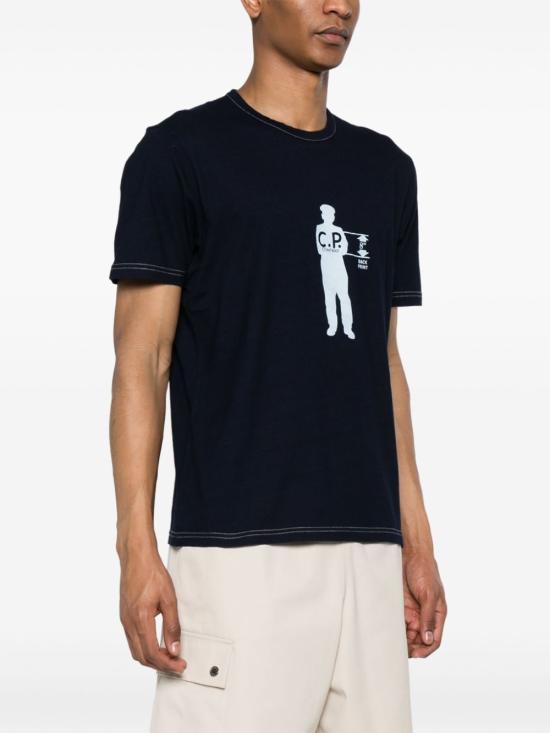  씨피 컴퍼니 반팔 티셔츠 16CMTS171A 110056W D08 DENIM NORMAL WASHED DOM - C.P. COMPANY