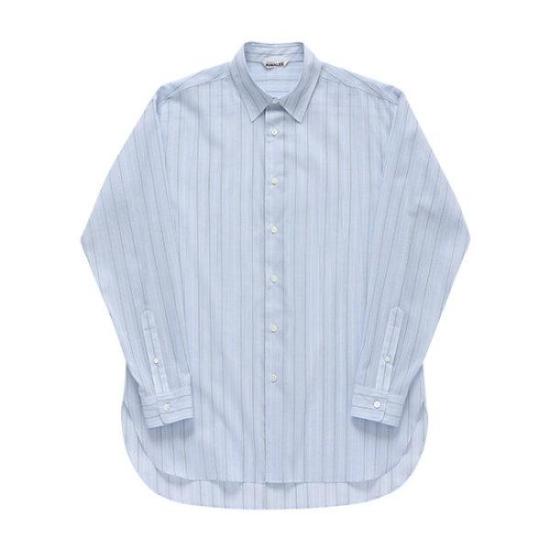  오라리 긴팔 셔츠 A24SS01OS LIGHT BLUE STRIPE DOM