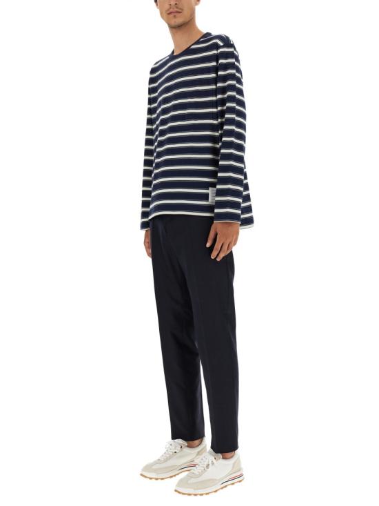  톰브라운 스트라이프 오버사이즈 긴팔 티셔츠 MJS225AJ0086415 NAVY DOM - THOM BROWNE
