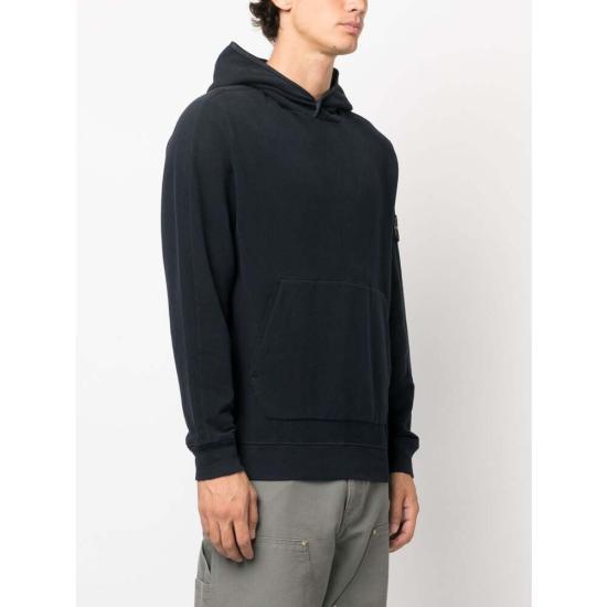  스톤 아일랜드 가먼트 다이드 스트레치 코튼 플리스 후드 티셔츠  791561252V0020 NAVY BLUE DOM - STONE ISLAND