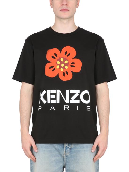  겐조 보케 플라워 숏 슬리브 티셔츠 FD55TS4454SO99J BLACK DOM