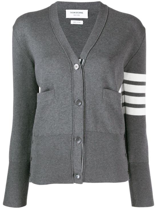 26SS 톰브라운 코튼 4바 밀라노 클래식 브이넥 가디건 FKC207A 00219 035 MED GREY DOM