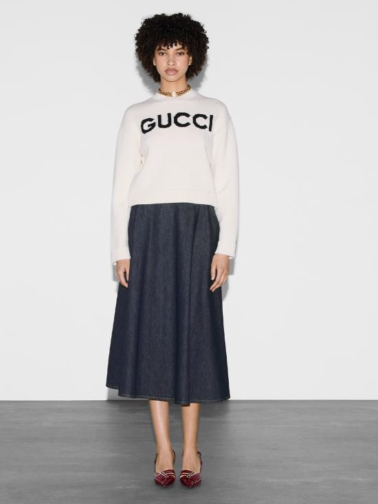  구찌 인타르시아 울 탑 스웨터 770072XKEBC9207 IVORY DOM - GUCCI