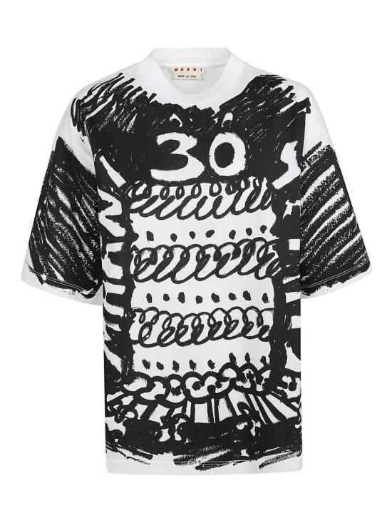  마르니 반팔 티셔츠 THJE0263PAUSCX14CKW01 DOM