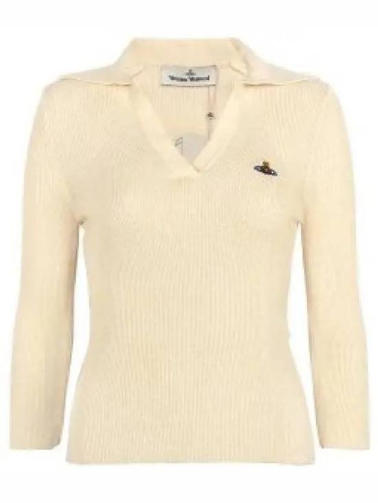  비비안웨스트우드 MARINA 마리나 오브 자수 폴로 스웨터 18030040Y001VA408 OFF WHITE DOM