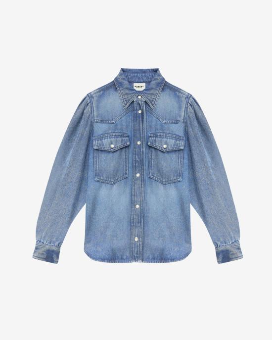  이자벨마랑 데님 셔츠 CH0190FAB3H01E30BU BLUE DOM