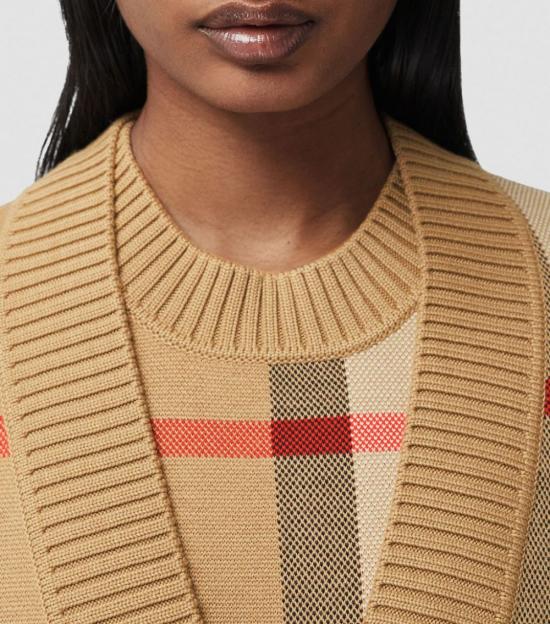  버버리 오버사이즈 핏 체크 울 블렌드 가디건 8039153 DOM - BURBERRY