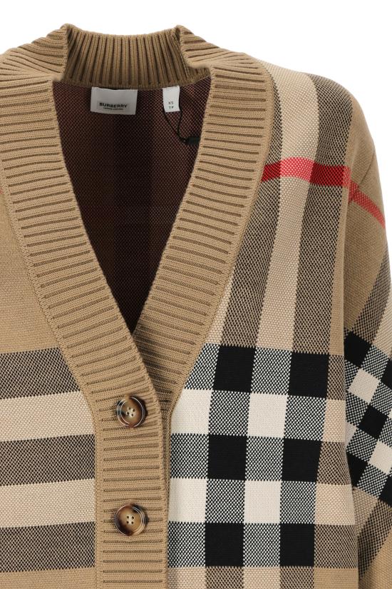  버버리 오버사이즈 핏 체크 울 블렌드 가디건 8039153 DOM - BURBERRY