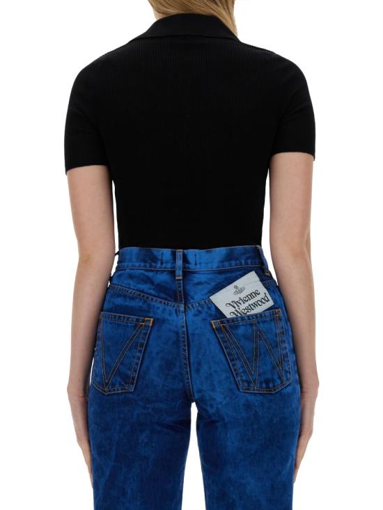  비비안웨스트우드 MARINA 마리나 오브 자수 폴로 스웨터 18030040Y001BN402 BLACK DOM - VIVIENNE WESTWOOD