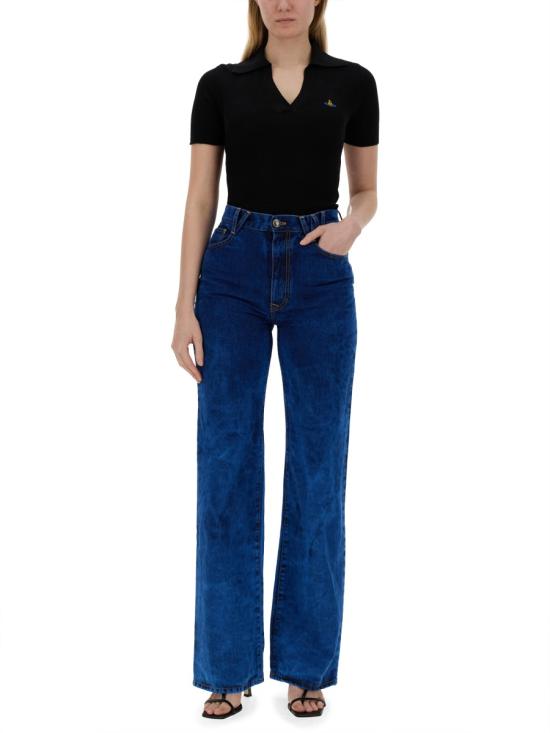  비비안웨스트우드 MARINA 마리나 오브 자수 폴로 스웨터 18030040Y001BN402 BLACK DOM - VIVIENNE WESTWOOD