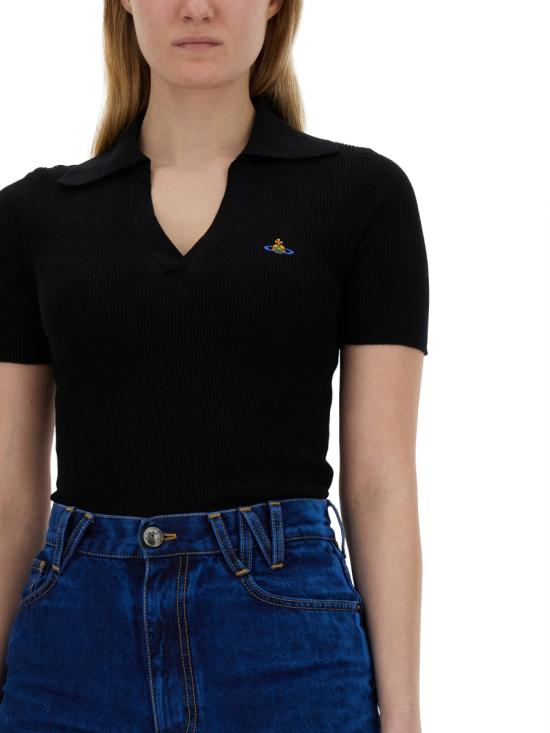  비비안웨스트우드 MARINA 마리나 오브 자수 폴로 스웨터 18030040Y001BN402 BLACK DOM - VIVIENNE WESTWOOD