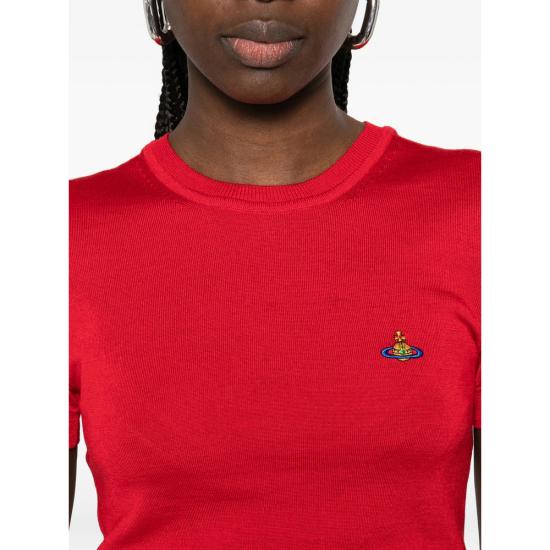  비비안웨스트우드 베아 니트 반소매 스웨터 1803002Q Y001A H406 RED DOM - VIVIENNE WESTWOOD
