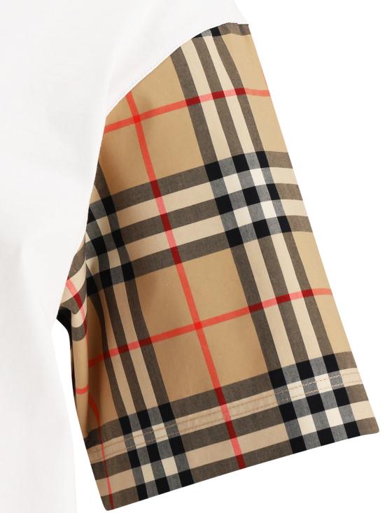  버버리 빈티지 체크 소매 반팔 티셔츠 8042716 WHITE DOM - BURBERRY