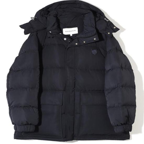  메종키츠네 후드 퍼퍼 나일론 볼드 폭스 헤드 패치 숏패딩 LM02204WQ4016P199 BLACK DOM