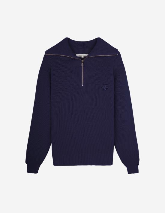  메종키츠네 볼드 폭스 헤드 패치 하프 집 립드 점퍼 LM00807KT1093P476