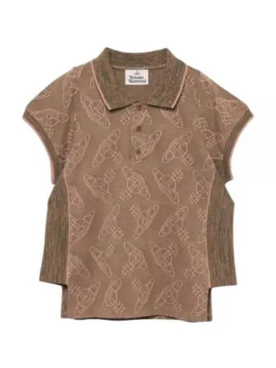  비비안웨스트우드 폴로 티셔츠 1H010001J0037O101 BROWN KHAKI PINK DOM
