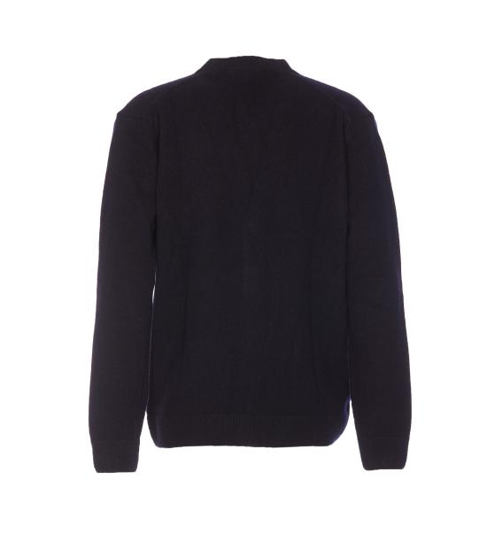 25SS 메종키츠네 볼드 폭스 헤드 패치 램스울 레귤러 가디건 NM00506KT1006P480 NAVY DOM - MAISON KITSUNE