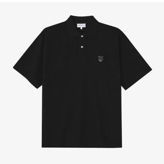  메종키츠네 볼드 폭스 헤드 패치 오버사이즈 폴로 티셔츠 MM00202KJ7010P199 BLACK DOM