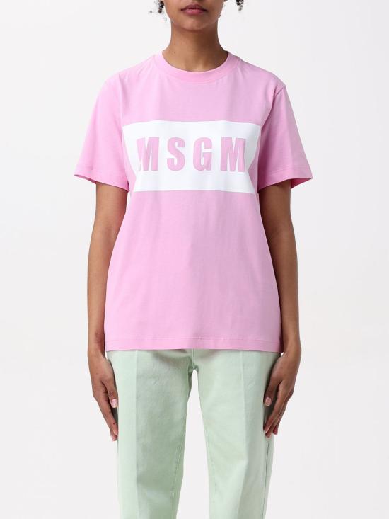  엠에스지엠 박스 로고 반팔 티셔츠 2000MDM52020000212 PINK DOM