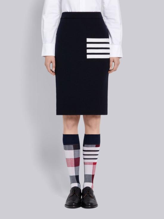  톰브라운 미디 스커트 FKK061A00014415 NAVY DOM - THOM BROWNE