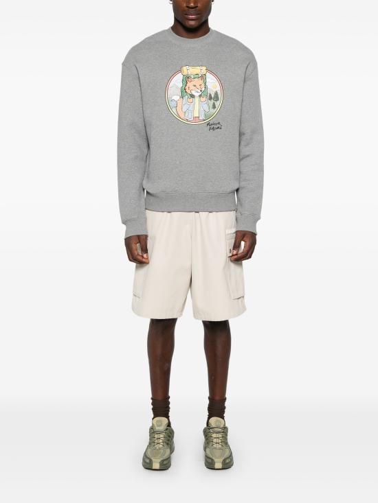  메종키츠네 긴팔 티셔츠 NM00314KM0307 H131 MEDIUM GREY MALENGE DOM - MAISON KITSUNE