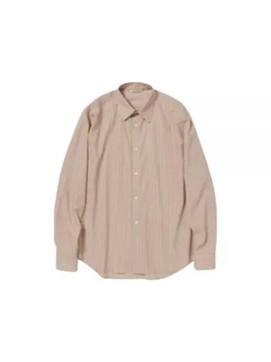  오라리 긴팔 셔츠 A24SS01WW LIGHT BROWN STRIPE DOM