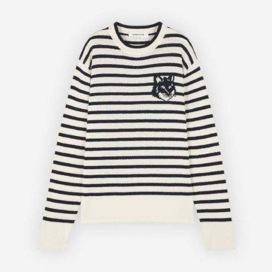  메종키츠네 스웨터 MM00803KT1102 S492 DEEP NAVY OFF WHITE STRIPES DOM