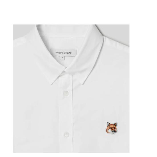  메종키츠네 폭스 헤드 클래식 셔츠 MM00409WC0026 P100 WHITE DOM - MAISON KITSUNE