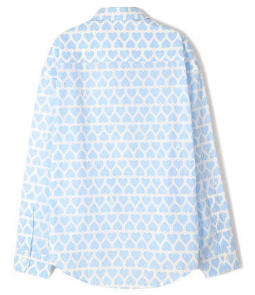  아미 긴팔 셔츠 USH125CO0029475 SKY BLUE NATURAL WHITE DOM - AMI