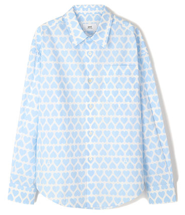  아미 긴팔 셔츠 USH125CO0029475 SKY BLUE NATURAL WHITE DOM