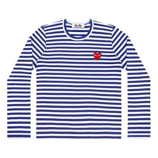 26SS 꼼데가르송 긴팔 티셔츠 AX T164 051 2 P1T164 NAVY WHITE DOM