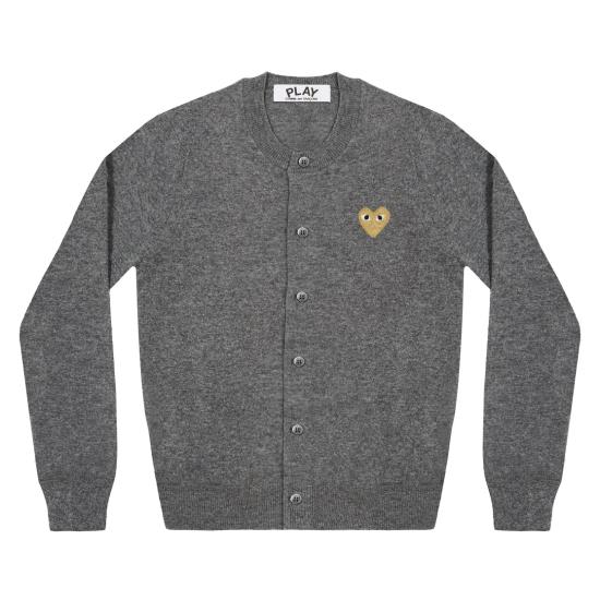 26SS 꼼데가르송 플레이 골드 하트 니트 가디건 AX N049 051 3 GRAY DOM