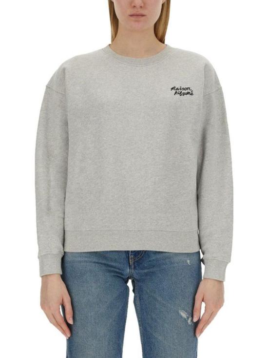  메종키츠네 핸드라이팅 컴포트 스웨트셔츠 MW00314KM0307 O121 LIGHT GREY MELANGE BLACK DOM - MAISON KITSUNE