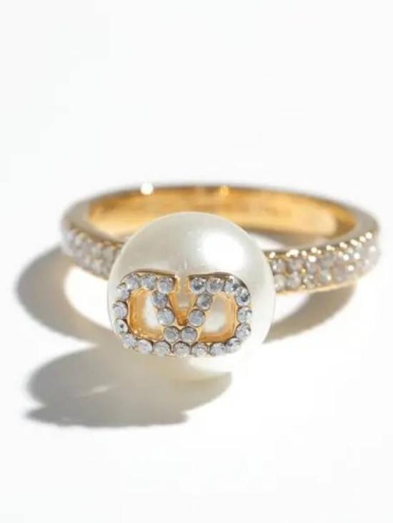  발렌티노 가라바니 반지 5W0J0W71QVSY495W2J0W71QVSY49 ORO CREAM CRYSTAL SILVER SHADE DOM