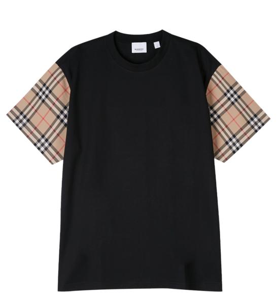  버버리 반팔 티셔츠 VINTAGECHECKSLEEVECOTTONOVERSIZEDTSHIRT8043057 BLACK DOM