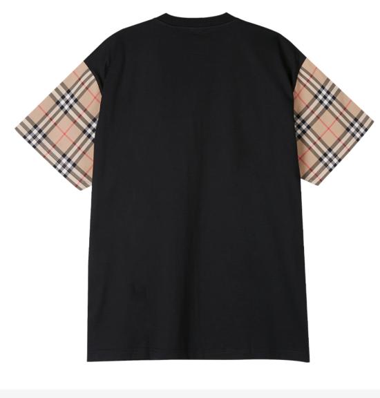  버버리 반팔 티셔츠 VINTAGECHECKSLEEVECOTTONOVERSIZEDTSHIRT8043057 BLACK DOM - BURBERRY