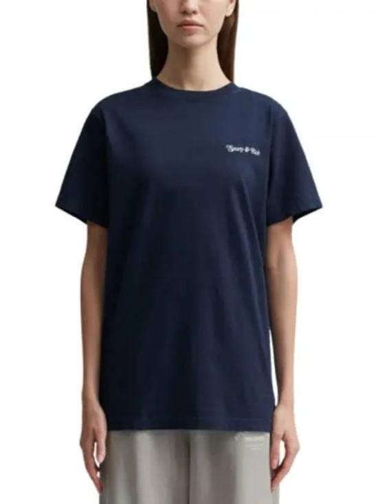  스포티앤리치 반팔 티셔츠 TS864 NAVY CREAM DOM