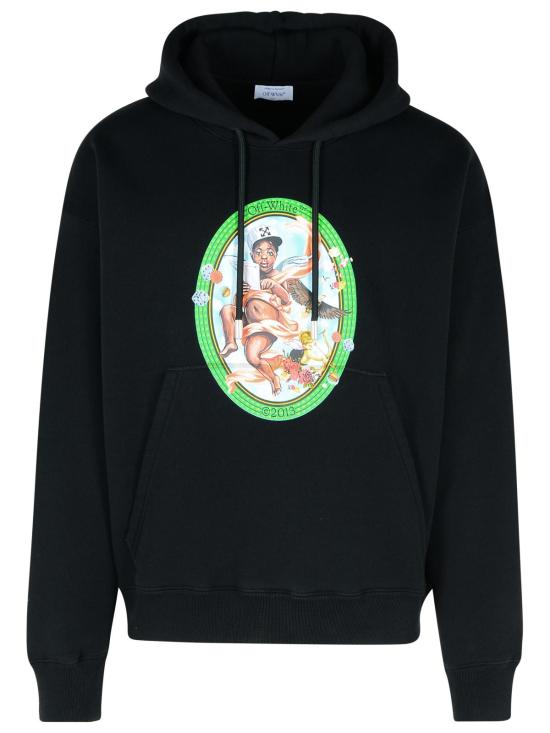 25SS 오프화이트 후드 티셔츠 OMBB085S25FLE0031001 Black