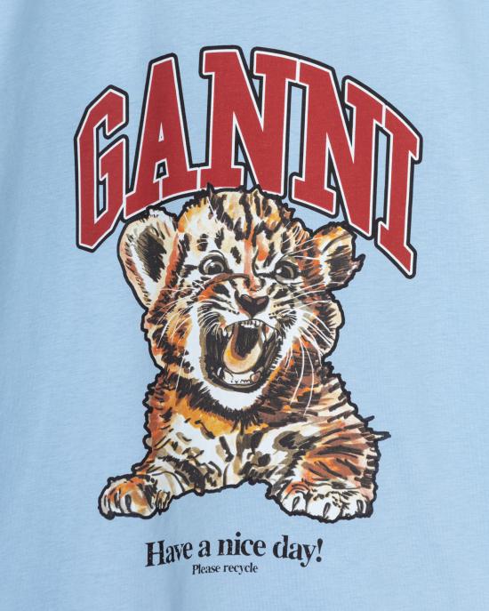 26SS 가니 베이직 저지 타이거 릴랙스드 반팔 티셔츠 T4007745 BLISSFUL BLUE DOM - GANNI