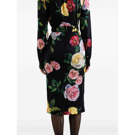 25SS 돌체앤가바나 미디 스커트 F4B6UT FSA7B HN5IY BLACK YELLOW - DOLCE & GABBANA